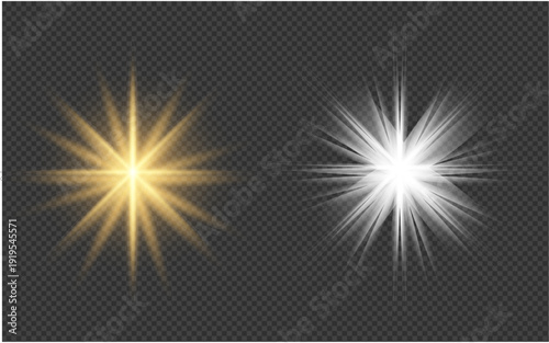 Two radiant starburst effects on a dark background