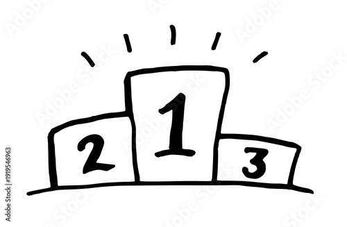 number one winner podium pedestal illustration doodle vector