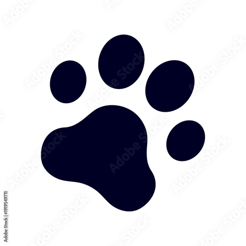 Paw print icon vector, minimal flat outline design representing animals, pets, wildlife, and tracking.