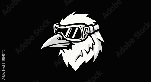 Raven head with goggles design