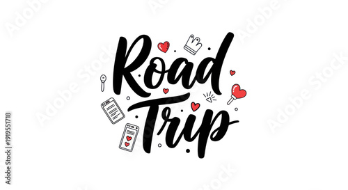 Road trip calligraphy with decorative elements