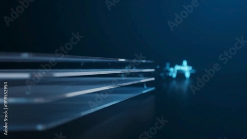 Abstract representation of data layers and a glowing blue microchip in a dark, high-tech environment, symbolizing rapid information processing and advanced computing.
