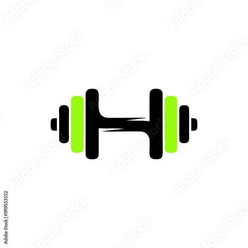 3D illustration of a heavy metal dumbbell held by a hand for weightlifting strength training and bodybuilding fitness exercise