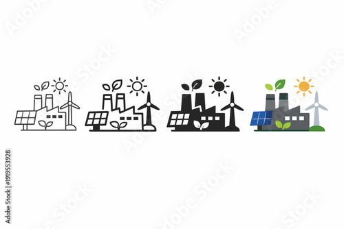 Eco-friendly industrial plant with renewable energy sources and green technology