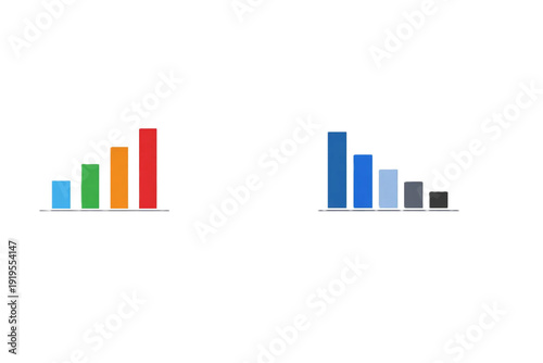 Minimal Geometric Bar Charts on Transparent Background