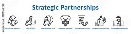 -Strategic Partnerships icon banner line art collection