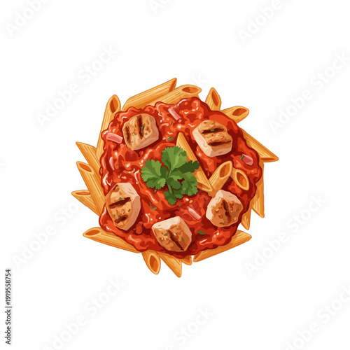 Tandoori Chicken Pasta – Indian Italian Fusion Vector