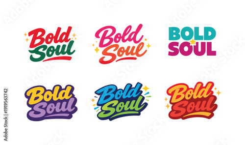 Seasonal holiday banner with promotional slogan presenting modern lettering logo set for Bold Soul, empowerment-inspired