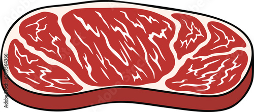 Raw Beef Steak with Marbling and Fat.