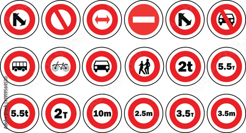 Traffic signs with various road restrictions and limitations road signs restriction signs traffic restrictions