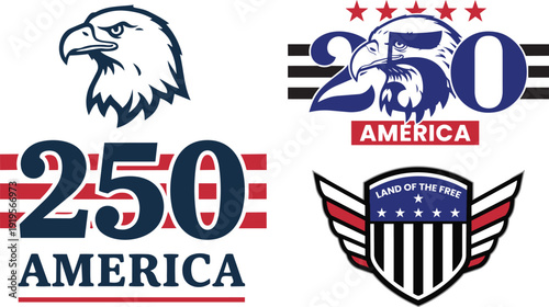 American patriotic symbols and logos with eagle and shield designs America