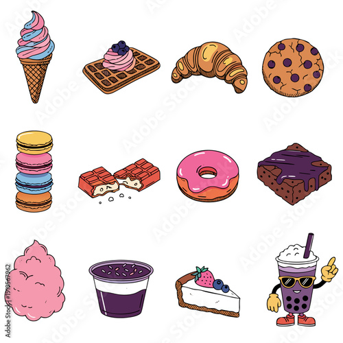Cool Breakfast Food Mascot Characters Collection with Sunglasses and Sneakers.