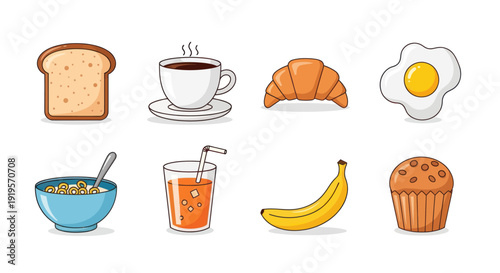 Breakfast food variety illustration