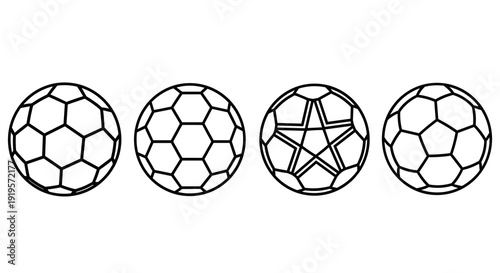 Soccer balls with hexagon and pentagon pattern