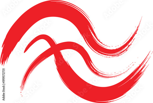 Red brush stroke art isolated on transparent background
