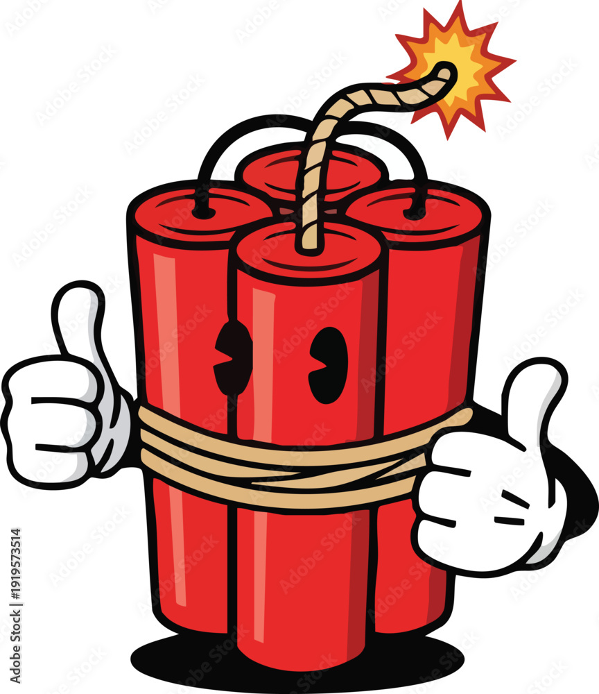 Obraz premium Cartoon Dynamite Sticks Giving Thumbs Up.