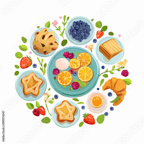 Easter-themed healthy snack spread with fresh fruits and light pastries, encouraging mindful indulgence and wellness.