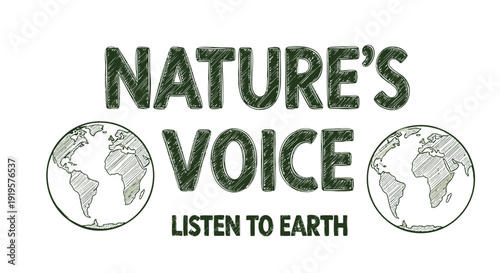 Environmental conservation logo with earth globes and slogan.
