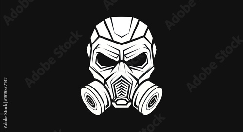 Gas mask illustration on black background