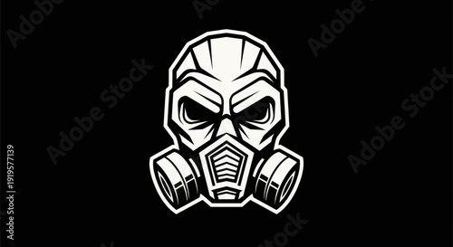 Gas mask illustration on black background