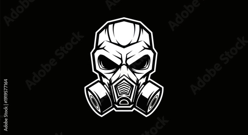 Gas mask illustration on black background