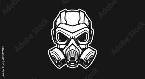 Gas mask illustration on black background