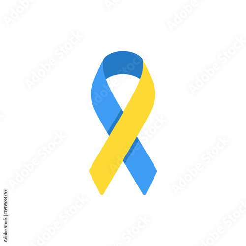 Blue and Yellow Intertwined Ribbon Awareness Icon