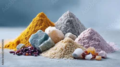 Colorful Rare Earth Minerals and Raw Rocks Representing Mining Industry Resource Economy Global Supply Chains and Strategic Material Extraction