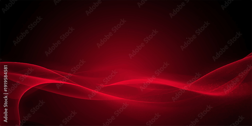 Fototapeta premium An artistic abstract red wave background featuring soft flowing lines and a vibrant energy pattern with blue and purple fractal textures on a dark motion backdrop