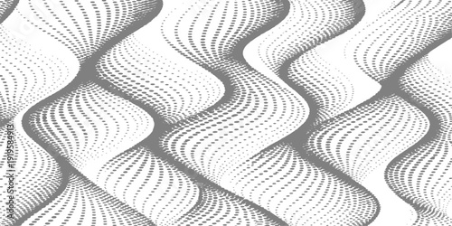 This gray vector seamless pattern features an abstract wave design with flowing curves and lines, creating a light textile texture perfect for a modern wallpaper backdrop or fabric illustration art