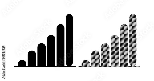 Visual representation of signal strength with two bars increasing in height.
