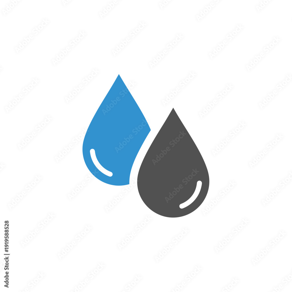 Foto Two Separate Water Droplets Purity and Separation Icon