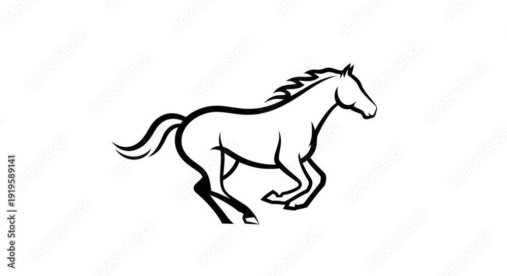 Fototapeta premium Running horse silhouette vector illustration
