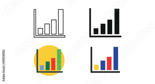 Comparison of four distinct bar chart visualizations with varying data trends and styles
