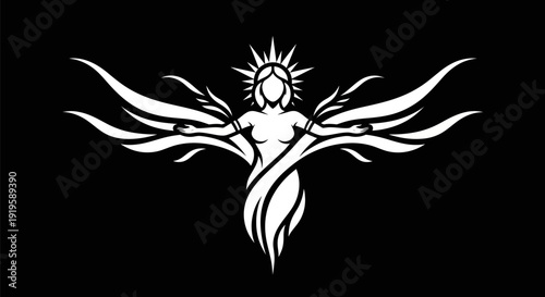 Silhouette figure with extended wings