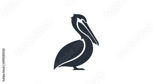 Foto Silhouette of a pelican on white background