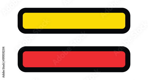 A graphic representation of a balanced scale with a yellow and red bar