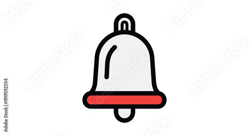 A simple illustration of a gray bell with a red clapper inside