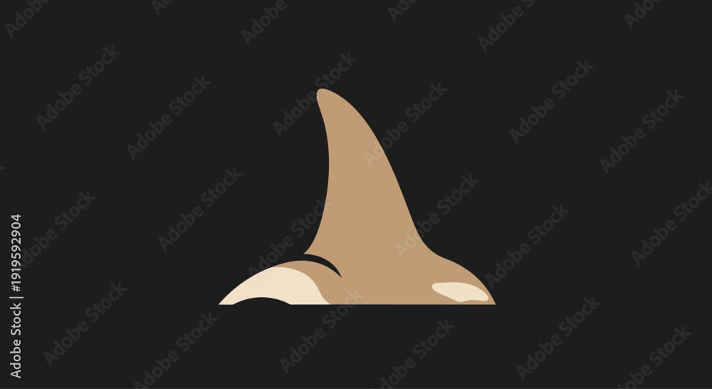 Fototapeta premium Shark Fin Silhouette on Black Background