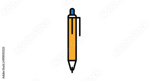 A yellow pencil with a blue cap resting on a plain background.