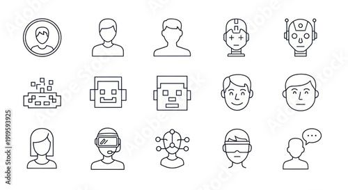 Diverse Human Icons - Faces, Avatars, AI, VR, Digital Identity