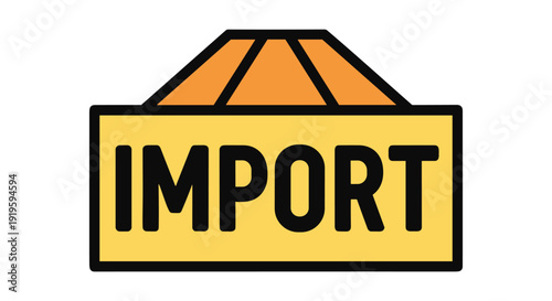 Graphic icon depicting the word import on a geometric background