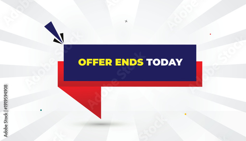 Offer Ends Today Editable EPS Format Web Banner Vector Art Illustration Template Design Deep Blue Red Gradient Shapes Yellow Bold Font White Gray Gradient Abstract Illustration Sun Shine Business Back