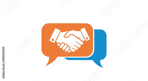 Business partnership handshake icon in speech bubble, agreement concept