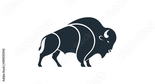 Stylized bison silhouette on white background