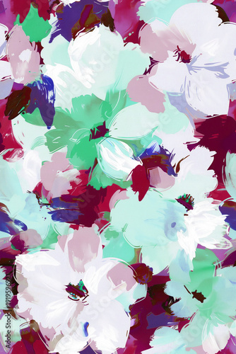 Bold Abstract Floral Painterly Texture Background Seamless Pattern