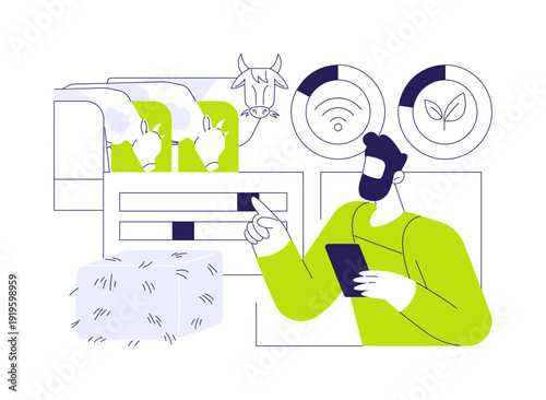 Livestock feeding statistics isolated cartoon vector illustrations.