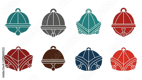 Collection of Decorative Bells Icons, Traditional Japanese Style