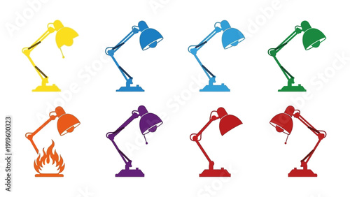 Collection of Colorful Desk Lamps, Bright Ideas and Creativity Concept