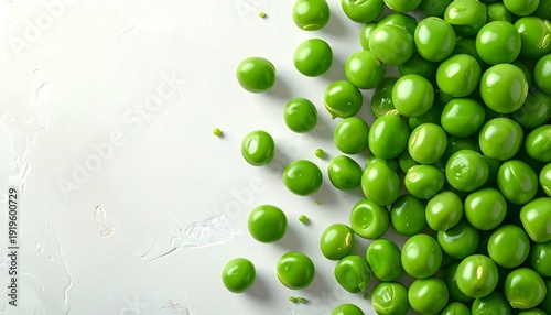 Fresh green peas raw food ingredients on white
